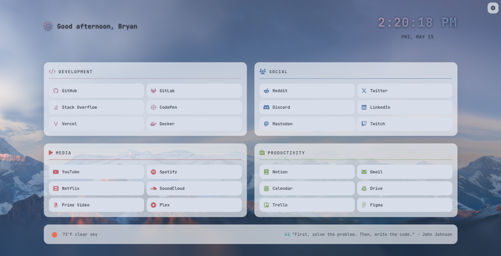 Sip Startpage light theme